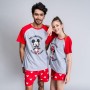 Pyjama D'Été Minnie Mouse Femme Rouge Gris