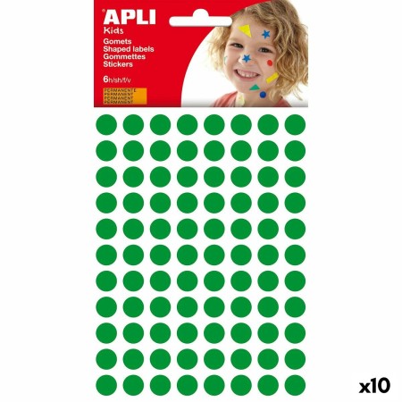 Autocollants Apli Kids Gomets Rond Vert (10 Unités)