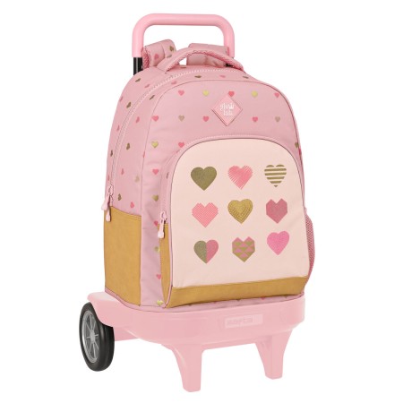 Mochila Escolar con Ruedas Glow Lab Hearts Rosa (33 x 45 x 22 cm)