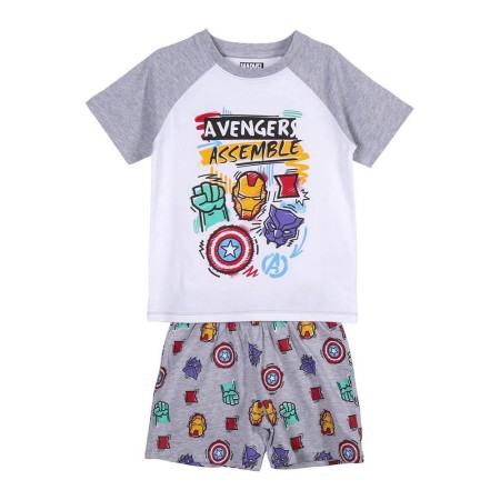 Pyjama D'Été The Avengers Gris Blanc