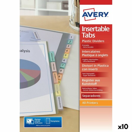 Separadores Avery Transparente A4 12 Hojas (10 Unidades)