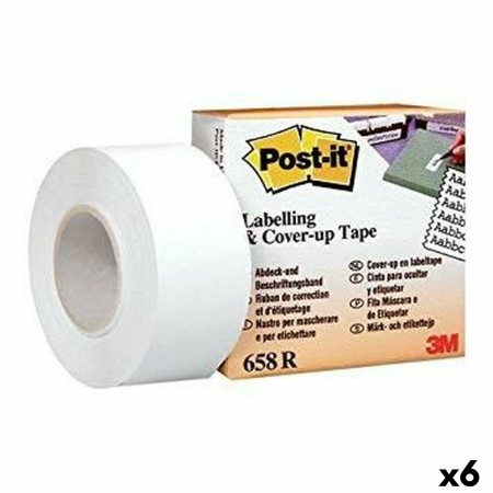 Cinta Adhesiva Post-it 658R Blanco 25,4 mm x 17,7 m (6 Unidades)