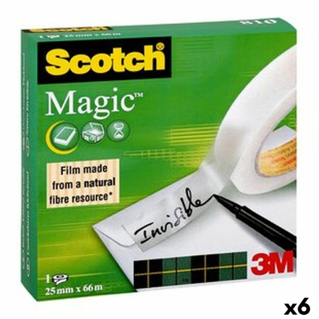 Cinta Adhesiva Scotch Magic Transparente 25 mm x 66 m (9 Unidades)