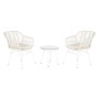 Conjunto de Mesa con 2 Sillas DKD Home Decor 56 x 57,5 x 82 cm Cristal Metal ratán sintético Blanco