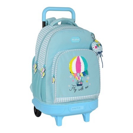 Mochila Escolar con Ruedas BlackFit8 Fly with me Blanco Azul cielo 22 L