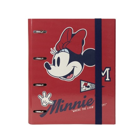 Reliure à anneaux Minnie Mouse A4 Rouge (26 x 32 x 4 cm)