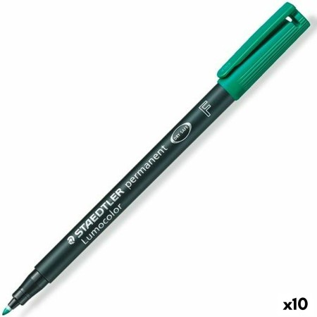 Rotulador permanente Staedtler Lumocolor 318 F Verde 0,6 mm (10 Unidades)