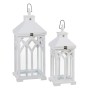 Farol Portavelas Blanco Madera de abeto 28 x 28 x 70 cm (2 Unidades)