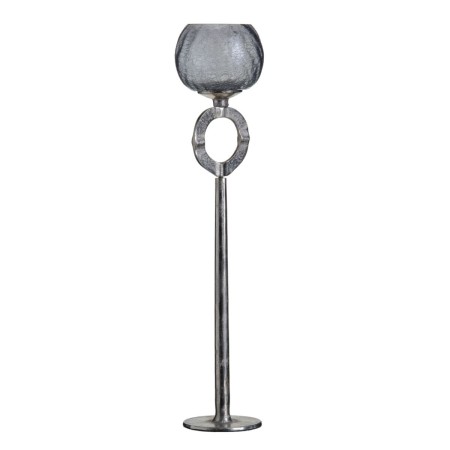 Bougeoir 13 x 13 x 56 cm Verre Gris Métal Argent