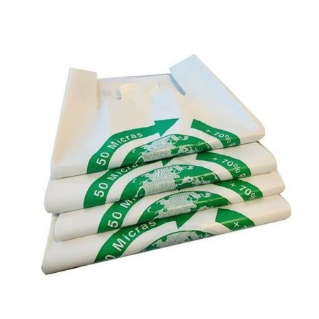 Sac à Achats Blanc Biodégradable 50 x 60 cm (100 Unités)