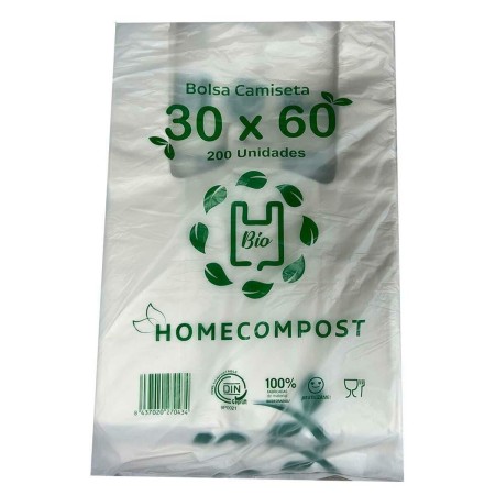 Sac à Achats Blanc Biodégradable 200 Unités 30 x 60 cm