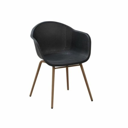 Chaise de jardin 62 x 55 x 80 cm Noir Bois Acier Plastique (2 Unités)