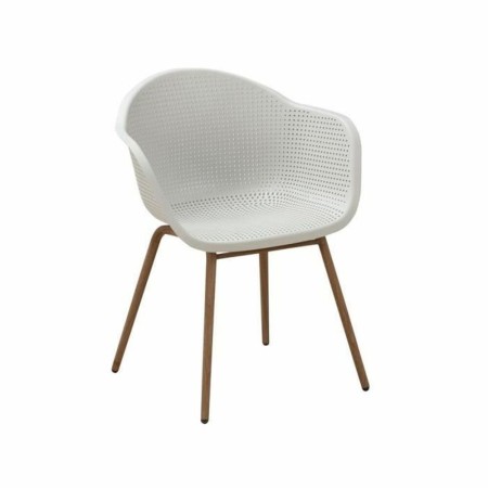 Chaise de jardin 62 x 55 x 80 cm Bois Acier Blanc Plastique (2 Unités)