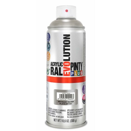 Peinture en spray Pintyplus Evolution MT191 Métallisé Argenté 300 ml