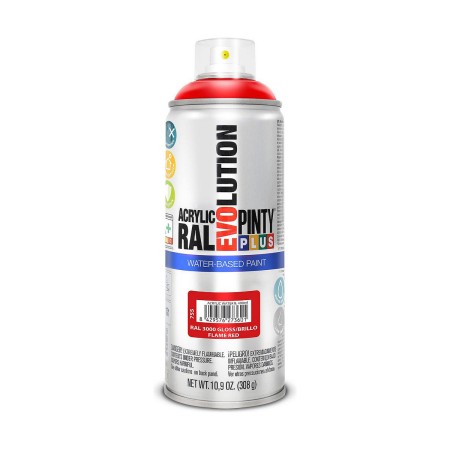 Peinture en spray Pintyplus Evolution RAL 3000 A base d'eau Flame Red 300 ml