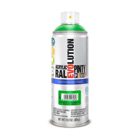 Peinture en spray Pintyplus Evolution RAL 6018 A base d'eau Yellow Green 300 ml