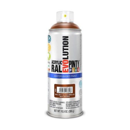 Peinture en spray Pintyplus Evolution RAL 8011 A base d'eau Nut Brown 300 ml