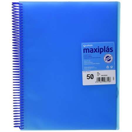 Carpeta Portafolios Grafoplas Maxiplas 50 Fundas Azul A4