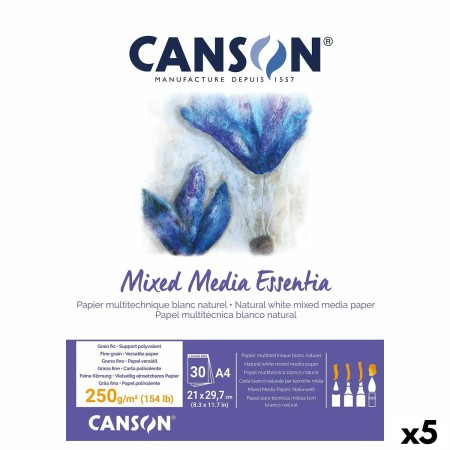 Bloc de dibujo Canson Mixed Media Essentia A4 30 Hojas Blanco Natural (5 Unidades)