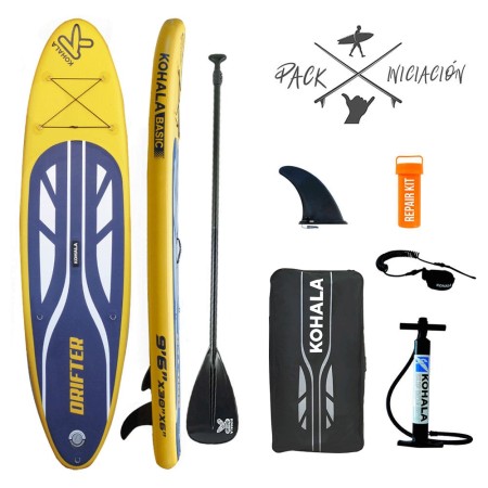 Tabla de Paddle Surf Hinchable con Accesorios Kohala Drifter Amarillo (290 x 75 x 15 cm)