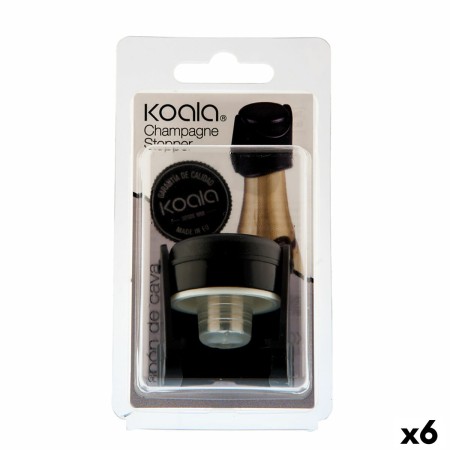 Tapón hermético para botella Koala Bodega Negro Cava Plástico 6 Unidades 4,5 x 5 cm