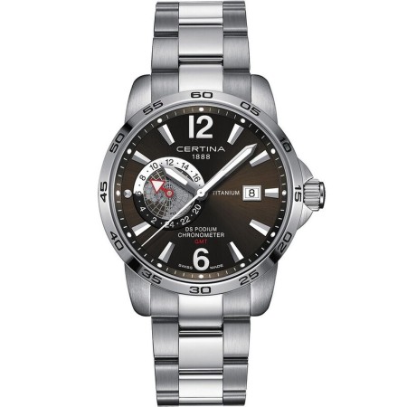 Montre Homme Certina DS PODIUM GMT AUTOMATIC GREY TITANIUM COSC (CONTRôLE OFFICIEL SUISSE DES CHRONOMèTRES) (Ø 41 mm)