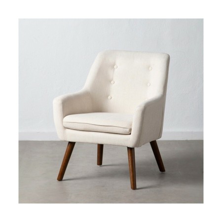 Fauteuil 67 x 67 x 81,5 cm Tissu Synthétique Bois Crème