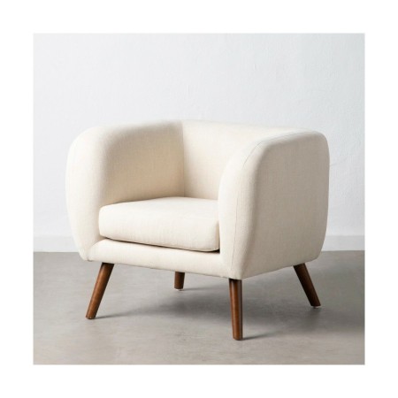 Fauteuil 81 x 73 x 70 cm Tissu Synthétique Bois Crème