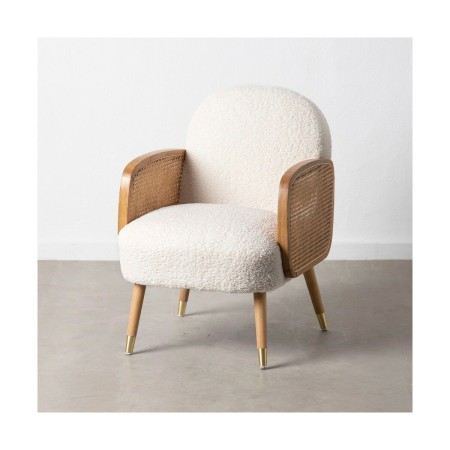 Fauteuil 60 x 63 x 83 cm Tissu Synthétique Beige Bois