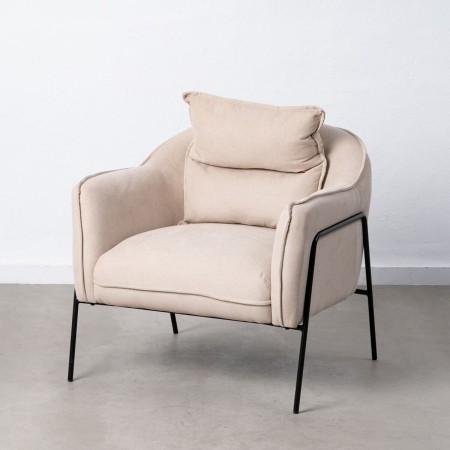 Sillón 76,5 x 70 x 74 cm Tejido Sintético Beige Metal