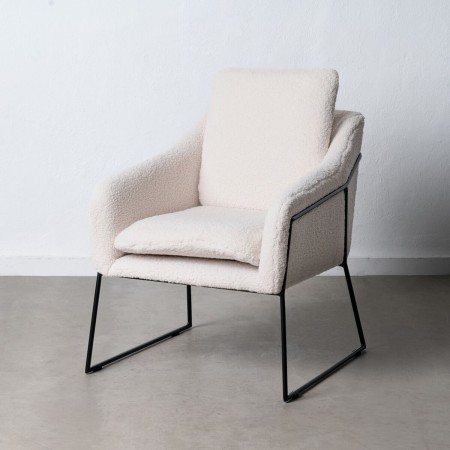 Fauteuil 69 x 80 x 79 cm Tissu Synthétique Beige Métal