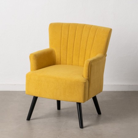 Fauteuil 63 x 50 x 83 cm Tissu Synthétique Bois Jaune