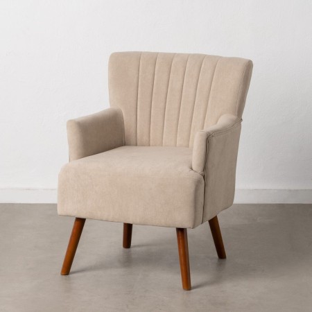 Fauteuil 63 x 50 x 83 cm Tissu Synthétique Beige Bois