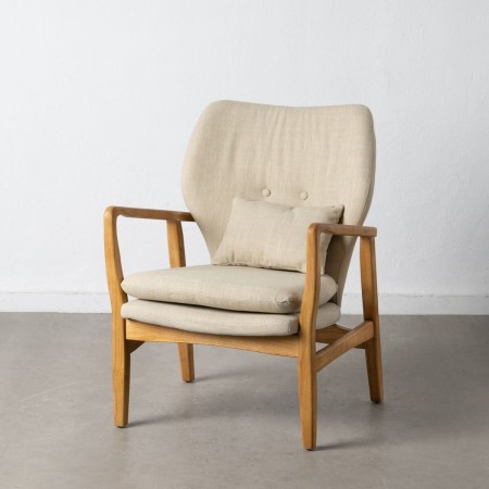 Fauteuil 67 x 73 x 84 cm Tissu Synthétique Beige Bois