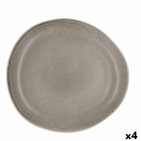 Plato Llano Bidasoa Gio Irregular Cerámica Gris 26,5 cm (4 Unidades)