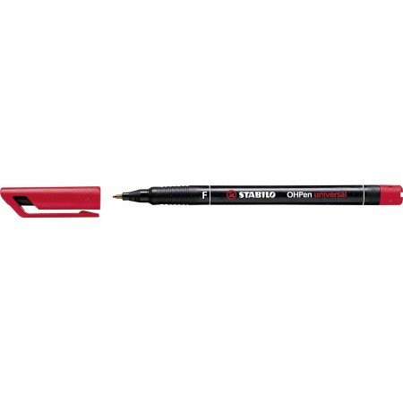 Marqueur permanent Stabilo OHPen Rouge 0,7 mm (10 Unités)