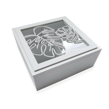 Caja Decorativa Versa Hojas Madera MDF 20 x 8 x 20 cm