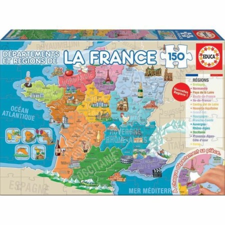 Puzzle Infantil Educa Departments and Regions of France Mapa (150 Piezas)