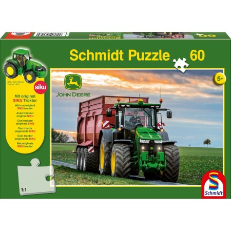 Puzzle Enfant Schmidt Spiele John Deere 8370R + 5 Ans Tracteur 60 Pièces