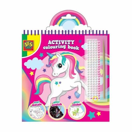 Dibujos para pintar SES Creative Activity Colouring Book 3 en 1 Set de pegatinas Cuaderno