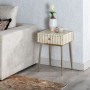 Mesita de Noche 41 x 41 x 55 cm Beige Dorado Metal Resina