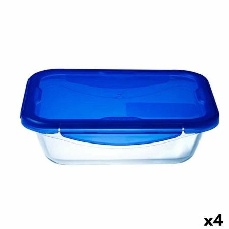 Fiambrera Hermética Pyrex Cook & go Rectangular Azul 30 x 23 cm 3,3 L Vidrio (4 Unidades)