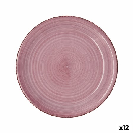 Plato Llano Quid Vita Peoni Cerámica Rosa Ø 27 cm (12 Unidades)