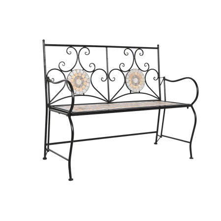 Banc DKD Home Decor 111 x 54 x 88 cm Céramique Mosaïque Noir Métal Multicouleur