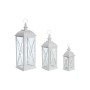 Farolas DKD Home Decor 22 x 22 x 66 cm Cristal Metal Blanco Shabby Chic