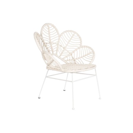 Silla de Jardín DKD Home Decor 76 x 67 x 86 cm Metal ratán sintético Blanco