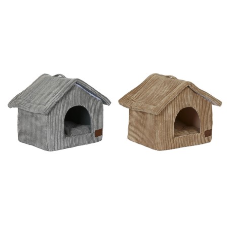 Lit pour animal domestique DKD Home Decor 40 x 33 x 38 cm 48 x 37 x 40 cm Gris Camel Aluminium 2 Unités