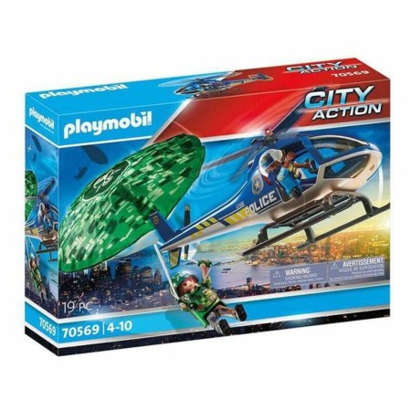 Playset City Action Police helicopter: Parachute Chase Playmobil 70569 (19 piezas) (19 pcs) (Reacondicionado A)