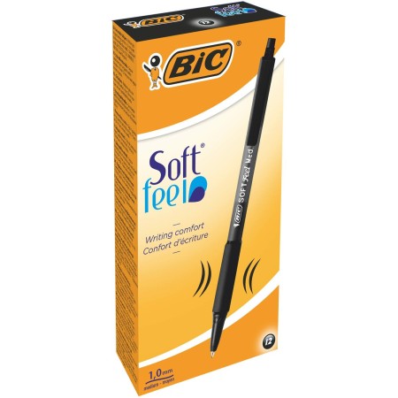 Bolígrafo Bic Soft Feel Clic Grip Negro (Reacondicionado D)