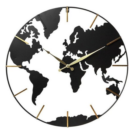 Horloge Murale Mappemonde Noir (60 x 3,5 x 60 cm)